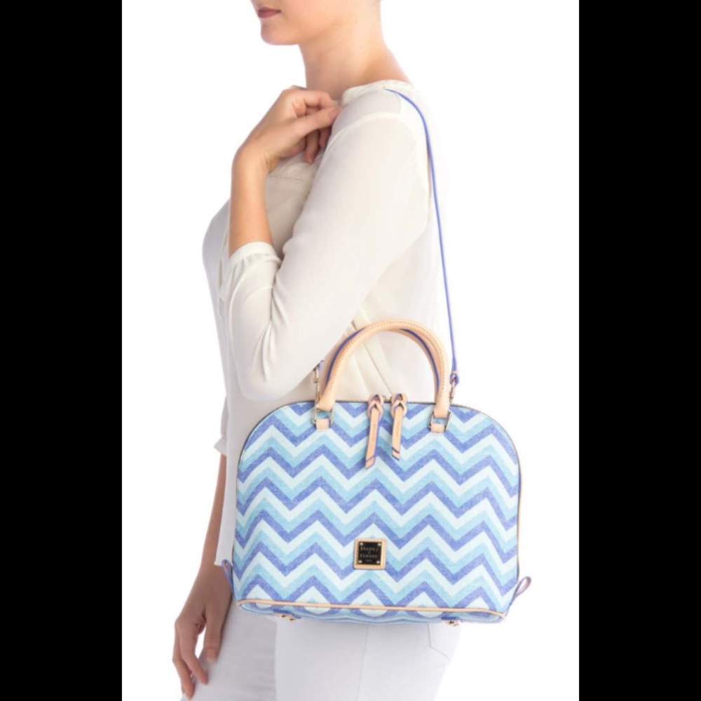 Dooney and Bourke Zip Zip Chevron Satchel Handbag - Picture 2 of 8